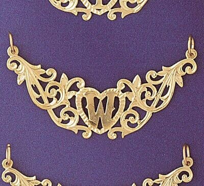 Dazzlers Jewelry Initial W Heart Pendant Necklace Charm Bracelet in Yellow, White or Rose Gold 9578…