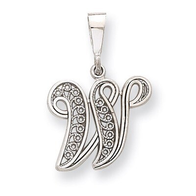 Filigree Initial W Pendant 14k White Gold Solid Polished D1281W, MPN: D1281W, 883957862866