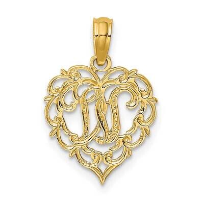 W Script Initial In Heart Charm 14k Gold K6424W, MPN: K6424W, 637218007714