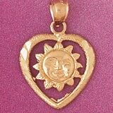 Dazzlers Jewelry Sun in Heart Pendant Necklace Charm Bracelet in Yellow, White or Rose Gold 3900, M…