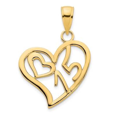 #15 Heart Pendant 14k Gold D5027, MPN: D5027,