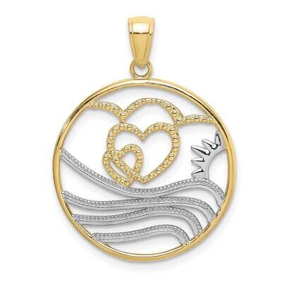 Rhodium Sun, Hearts ,Water Circle Charm 10k Gold 10K9431, MPN: 10K9431,