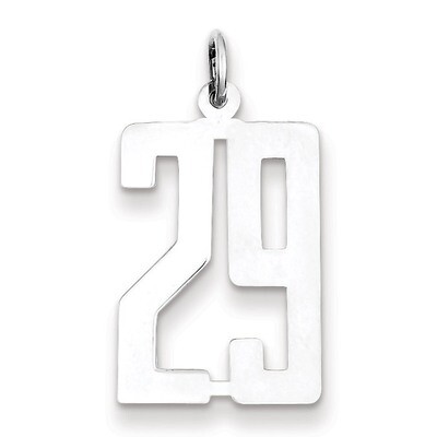 Charm Number 29 Elongated Pol Sterling Silver Small QES29, MPN: QES29, 191101190117