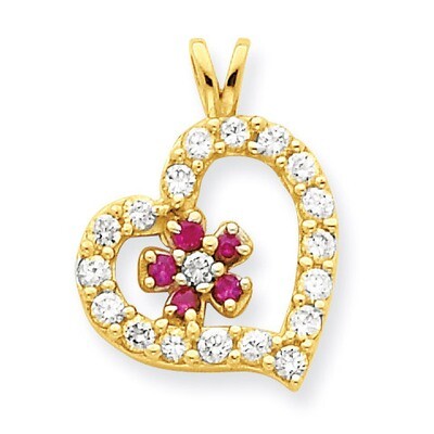 Heart &amp; Flower Pendant 10k Gold Synthetic Diamond 10C920, MPN: 10C920, 886774022031