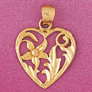 Dazzlers Jewelry Flower in Heart Pendant Necklace Charm Bracelet in Yellow, White or Rose Gold 3834…