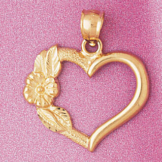 Dazzlers Jewelry Flower in Heart Pendant Necklace Charm Bracelet in Yellow, White or Rose Gold 3829…