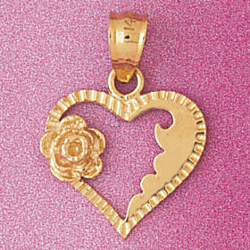 Dazzlers Jewelry Flower in Heart Pendant Necklace Charm Bracelet in Yellow, White or Rose Gold 3825…