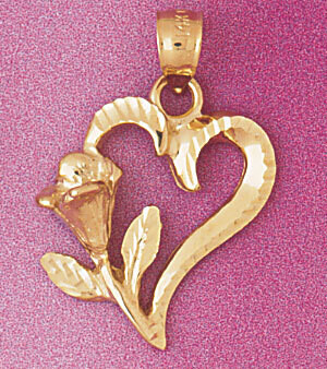 Dazzlers Jewelry Flower in Heart Pendant Necklace Charm Bracelet in Yellow, White or Rose Gold 3819…