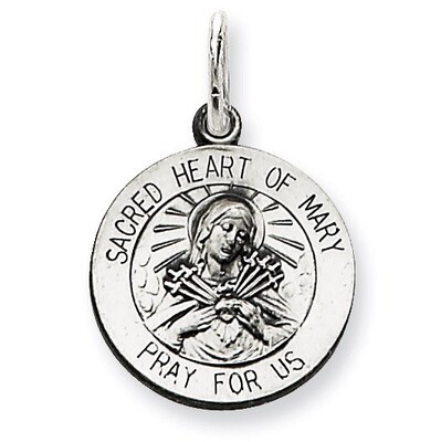 Sacred Heart of Mary Medal Antiqued Sterling Silver QC5585, MPN: QC5585, 191101183317