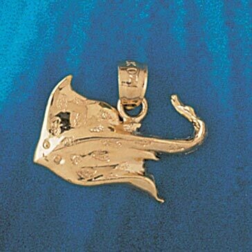 Dazzlers Jewelry Stingray Fish Pendant Necklace Charm Bracelet in Yellow, White or Rose Gold 1022, …