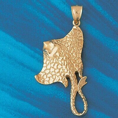 Dazzlers Jewelry Stingray Fish Pendant Necklace Charm Bracelet in Yellow, White or Rose Gold 1015, …
