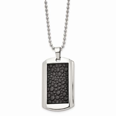 Stingray Patterned Dog Tag 24 Inch Necklace Stainless Steel SRN354-24 by Chisel, MPN: SRN354-24, 88…