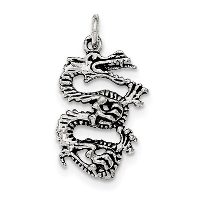 Dragon Pendant Sterling Silver Antiqued &amp; Textured QC8967, MPN: QC8967, 191101457517