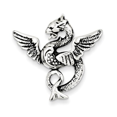 Dragon Charm Antiqued Sterling Silver QC3934, MPN: QC3934, 883957909066