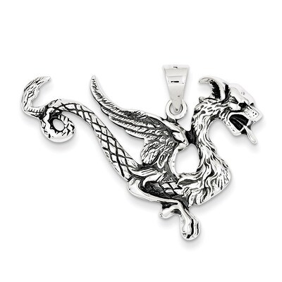 Dragon Charm Antiqued Sterling Silver QC3936, MPN: QC3936, 883957909073