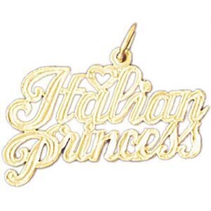 Dazzlers Jewelry Italian Princess Pendant Necklace Charm Bracelet in Yellow, White or Rose Gold 104…
