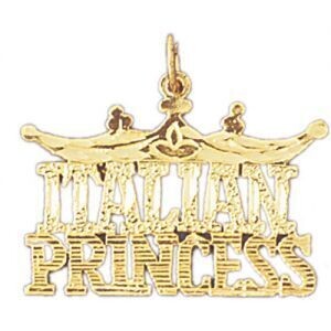 Dazzlers Jewelry Italian Princess Pendant Necklace Charm Bracelet in Yellow, White or Rose Gold 104…