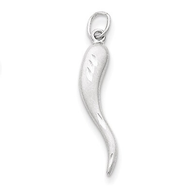 Solid Diamond-cut Italian Horn Charm 14k White Gold M2710, MPN: M2710, 886774617176