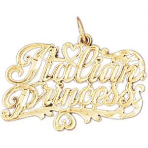 Dazzlers Jewelry Italian Princess Pendant Necklace Charm Bracelet in Yellow, White or Rose Gold 104…
