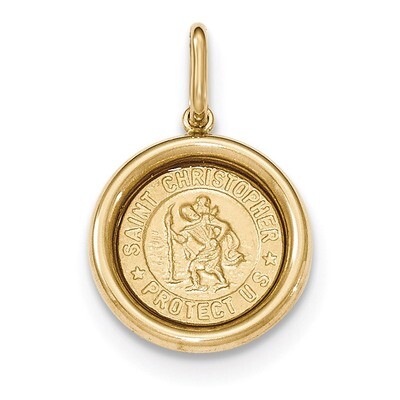 St Christopher Medal Pendant 14k Yellow Gold Polished and Satin K5662, MPN: K5662, 886774582504