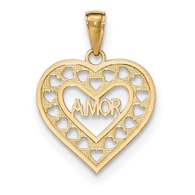 Amor in Cut-out Heart Pendant 14k Gold K5217