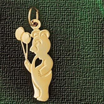 Dazzlers Jewelry Teddy Bear With Heart Pendant Necklace Charm Bracelet in Yellow, White or Rose Gol…