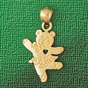 Dazzlers Jewelry Teddy Bear With Heart Pendant Necklace Charm Bracelet in Yellow, White or Rose Gol…