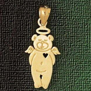 Dazzlers Jewelry Teddy Bear With Heart Pendant Necklace Charm Bracelet in Yellow, White or Rose Gol…