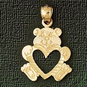Dazzlers Jewelry Teddy Bear With Heart Pendant Necklace Charm Bracelet in Yellow, White or Rose Gol…
