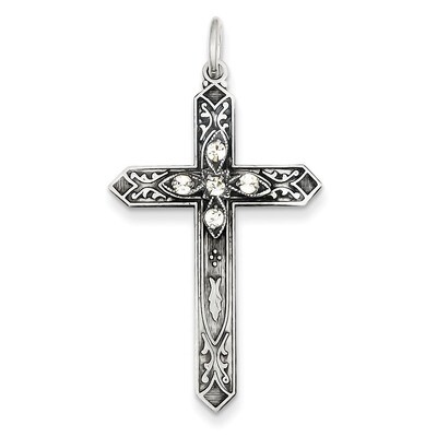 April Birthstone Cross Pendant Sterling Silver QC4331, MPN: QC4331, 883957479019