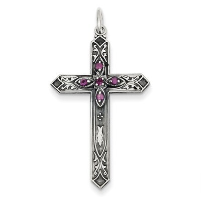 February Birthstone Cross Pendant Sterling Silver QC4329, MPN: QC4329, 191101182051