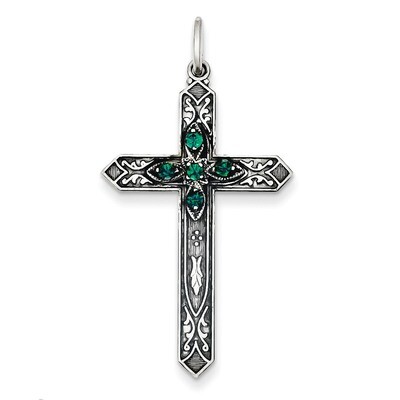 May Birthstone Cross Pendant Sterling Silver QC4332, MPN: QC4332, 883957495828