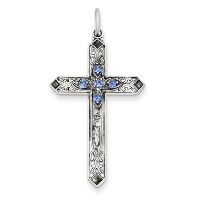 September Birthstone Cross Pendant Sterling Silver QC4336, MPN: QC4336, 883957501086