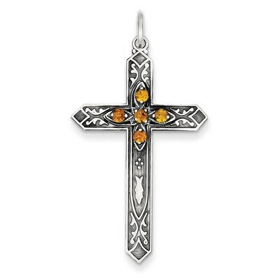 November Birthstone Cross Pendant Sterling Silver QC4338, MPN: QC4338, 883957529134