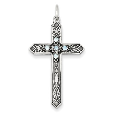 March Birthstone Cross Pendant Sterling Silver QC4330, MPN: QC4330, 883957542201