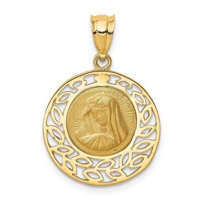 Virgin Mary Pendant 14k Gold Brushed &amp; Polished D4679, MPN: D4679, 883957871837