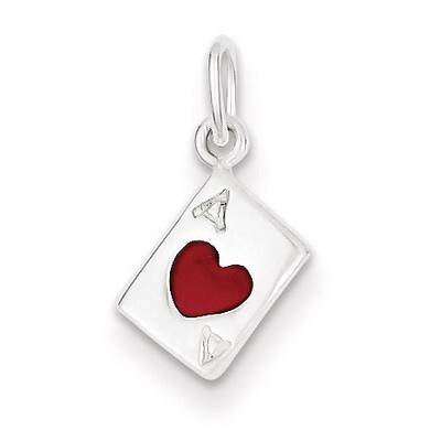 Ace Of Hearts Card Charm Sterling Silver Enameled QC6984, MPN: QC6984, 883957525099