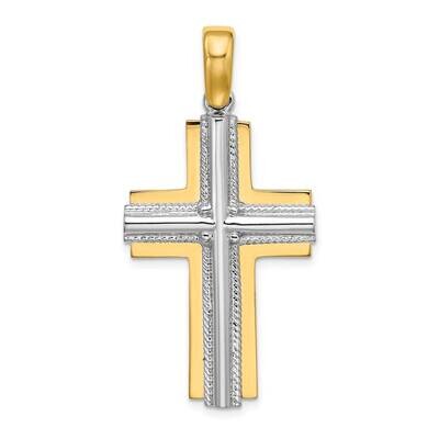 Rope Trim Cross Charm 14k Gold Rhodium K9727, MPN: K9727,