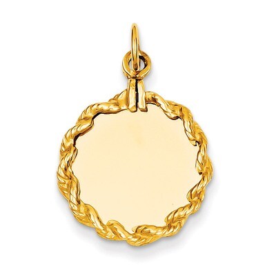 Plain .013 Gauge Circular Engravable Disc with Rope Charm 14k Gold XM280/13, MPN: XM280/13, 8839574…