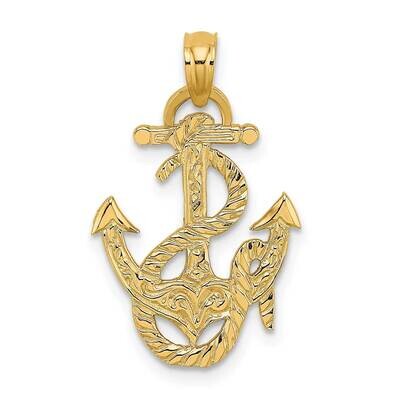 Anchor Rope Charm 14k Gold Polished K7401, MPN: K7401, 637218010837