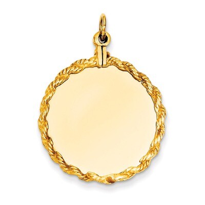 Plain .013 Gauge Circular Engravable Disc with Rope Charm 14k Gold XM282/13, MPN: XM282/13, 8839573…