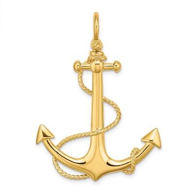 Large Anchor with Rope Charm 14k Gold 3-D K7833, MPN: K7833, 637218174874