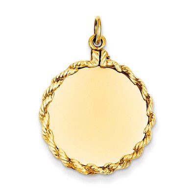 Plain .013 Gauge Circular Engravable Disc with Rope Charm 14k Gold XM281/13, MPN: XM281/13, 8867740…