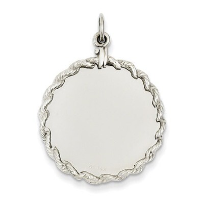 Rounded with Rope .013 Gauge Engravable Disc Charm 14k White Gold XWM152/13, MPN: XWM152/13, 883957…
