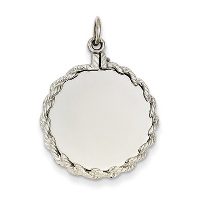 0.013 Gauge Round Engravable Disc with Rope Charm 14k White Gold XWM151/13, MPN: XWM151/13, 8867740…