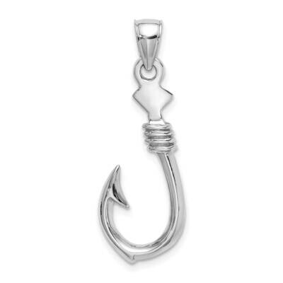 Large Fish Hook with Rope Charm 14k White Gold 3-D K7885W, MPN: K7885W, 196904085165