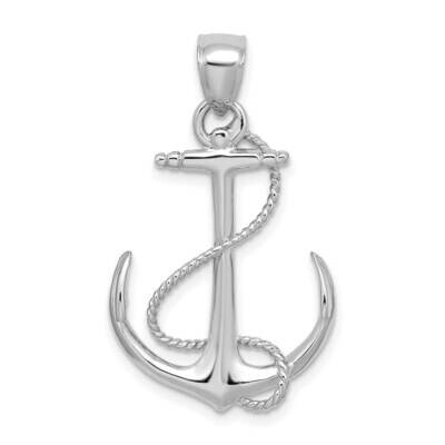 Polished Textured Anchor with Rope Charm 14k White Gold 3-D K7854W, MPN: K7854W, 196904090312