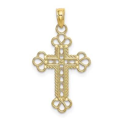Textured and Cut-Out with Rope Frame Block Cross Charm 10k Gold 10K8407, MPN: 10K8407,