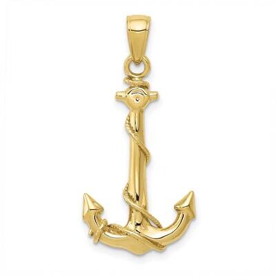 Anchor with Rope Pendant 10k Gold 10K3091, MPN: 10K3091,