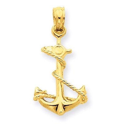 3-D Anchor with Rope Pendant 14k Gold C3343, MPN: C3343, 637218044351